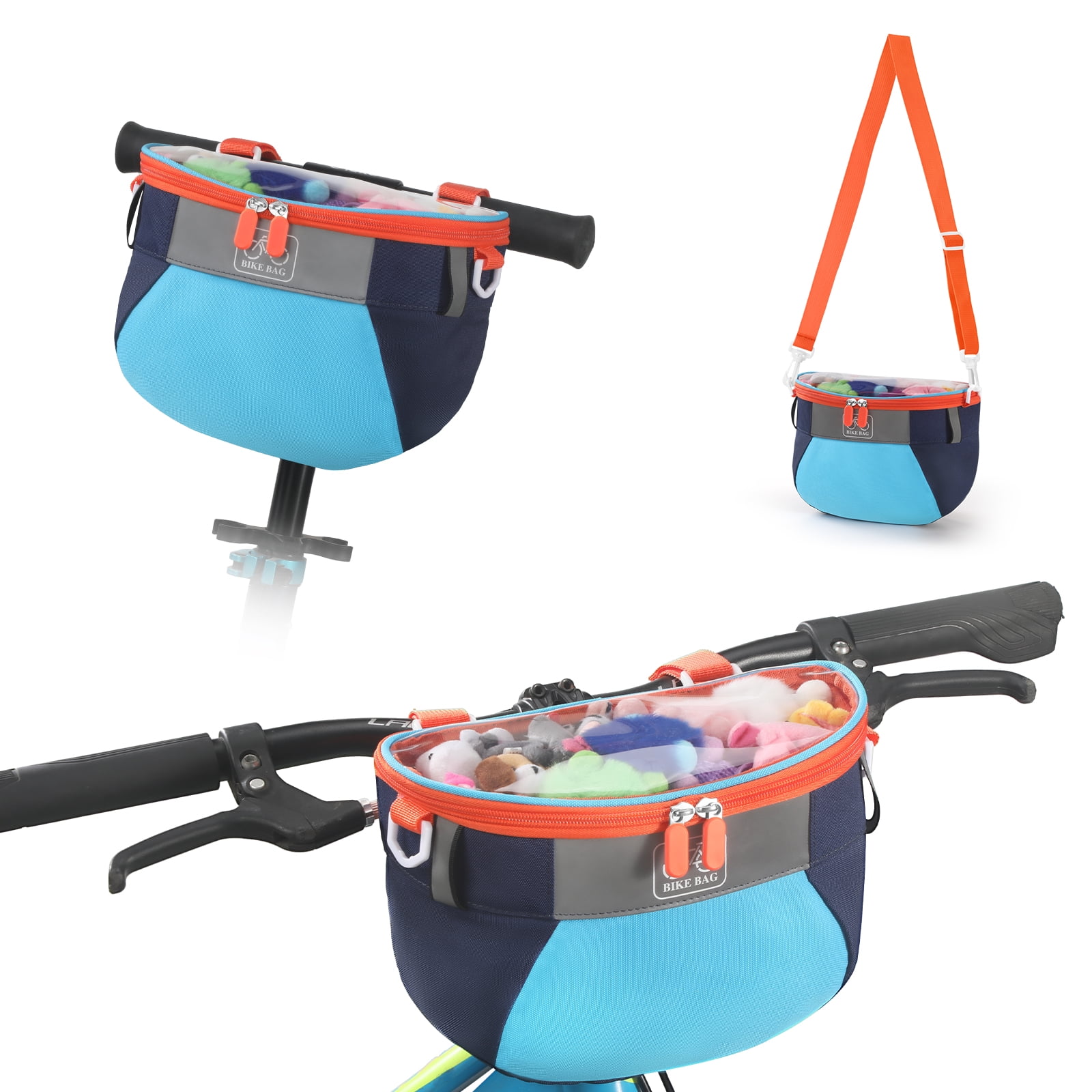 AYAOQIANG Kids Bike Basket,Front Handlebar Bag for Kids Girls Bikes, Semicircle Bike Basket with Zipper for Child Tricycle Bicycle