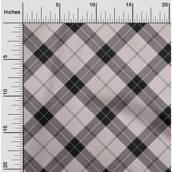 oneOone Georgette Viscose Fabric Tartan Check Print Sewing Fabric BTY 42 Inch Wide