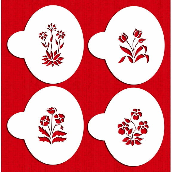 Designer Stencils Spring Garden Cookies Stencils, Beige/semi-transparent