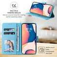 thumbnail image 2 of SaniMore for iPhone 15 Pro 6.1" 2023 Case, PU Leather Luxury Marble Flip Cover with Detachable Wrist Strap Card Slot Kickstand Shockproof Magnetic Buckle Protective Shell, Blue, 2 of 8