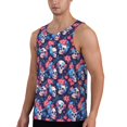 thumbnail image 2 of Pofeuu Skull flower blue Print Men's Workout Tank Tops Sleeveless Muscle Gym Shirt Quick Dry-3X-Large, 2 of 7