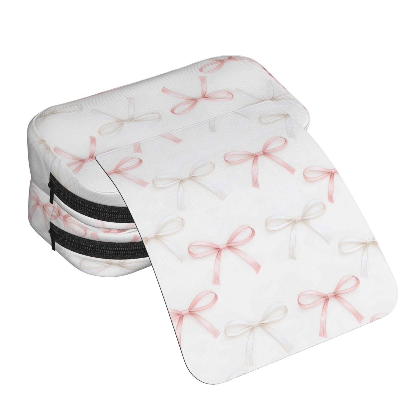 Large-Capacity Flip-Top Double-Layer Pencil Case, Multi-Functional Pocket Pen Case, Durable Stationery Organizer Elegant Thin Pastel Satin Ribbon Bow Pattern
