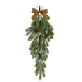 thumbnail image 2 of HongHeng 1Pc Artificial Christmas Teardrop Swag 27" Winter Rustic Faux Pine Needles Teardrop Door Swag with Pine Cones Bow Xmas Greenery Hanging Garland for Table Door Decor, 2 of 8