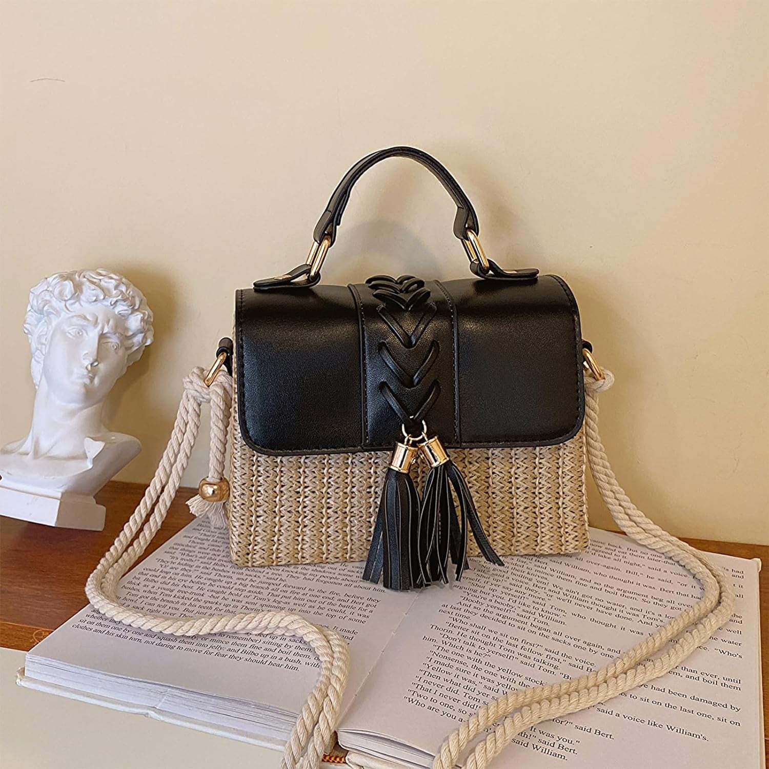Straw Crossbody Bags for Women, Summer Straw Purses and Handbags Shoulder Clutch Bag for Vacation