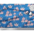 thumbnail image 3 of Soimoi Blue Cotton Duck Fabric Leaves & Rose Floral Printed Craft Fabric by the Yard 44 Inch Wide, 3 of 3