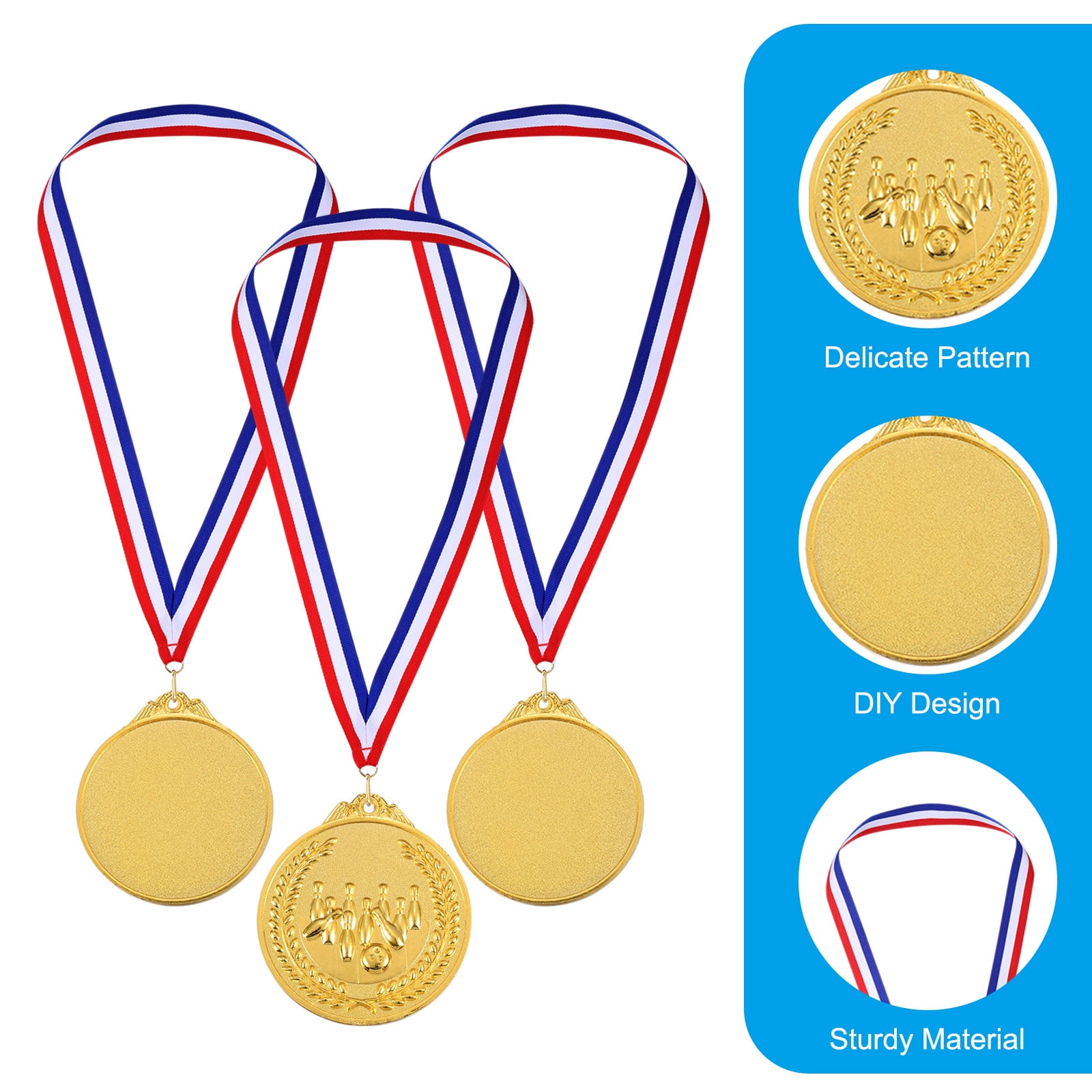 Uxcell Bowling Prize Award Medal Tournament Winner Medallion for Competition Party Favors, Gold Tone 12 Pack