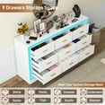 thumbnail image 3 of White Dresser for Bedroom, 63" Wood 9 Drawer Dresser with LED Light, Long Dressers & Chests of Drawers with Deep Drawers, 34" Tall Storage Cabinet for Bedroom, Living Room, Hallway, 3 of 8