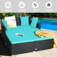 thumbnail image 4 of Gymax Rattan Patio Daybed Loveseat Sofa with Turquoise Cushions, 4 of 10