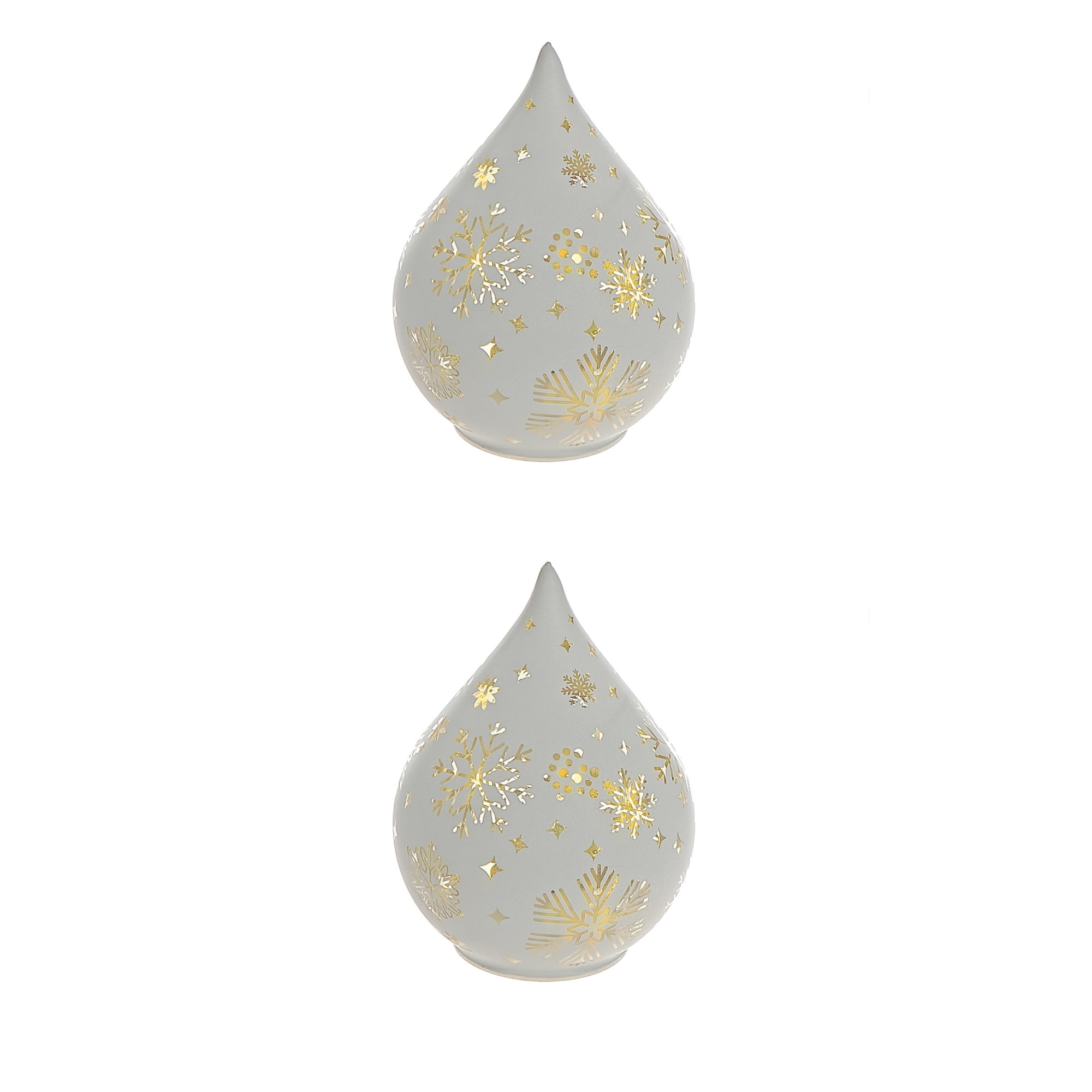 Support En Verre À Led En Forme De Larme (Père Noël Sur Un Traîneau) (Blanc) - Lot De 2