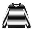 thumbnail image 4 of UQJfacai Girls Striped Crewneck Sweatshirt Kids Long Sleeve Oversized Sweater Boys Fashion Pullover Tops Fall Clothes 1-12 Years, 4 of 7