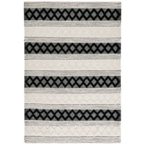 SAFAVIEH Natura Ronni Geometric Striped Area Rug, Ivory/Black, 4' x 6'
