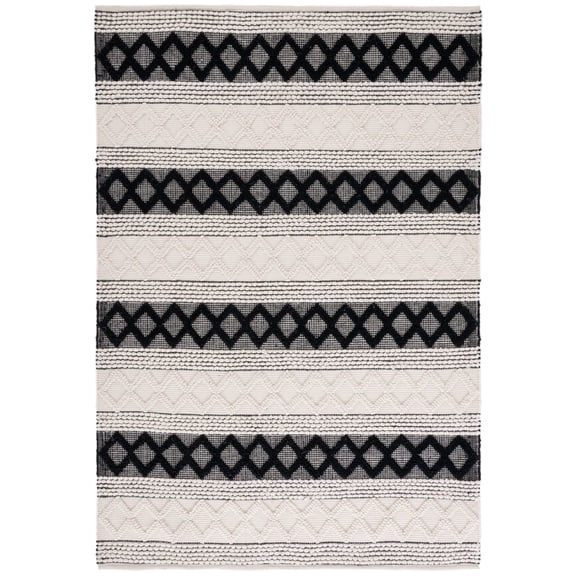 SAFAVIEH Natura Ronni Geometric Striped Area Rug, Ivory/Black, 4' x 6'