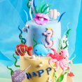 thumbnail image 1 of GallaRato - Decoraci&oacute;n para tartas bajo el mar, 16 unidades, decoraci&oacute;n de pastel de oc&eacute;ano, suministros para fiestas de peces diablo, pulpo, caballito de mar, 1 of 7