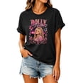 thumbnail image 3 of Dolly Shirt for Women Butterfly Portrait Graphic Tee Country Music T Shirt Short Sleeve Crew Neck Casual Western Top, 3 of 5