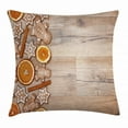thumbnail image 1 of Gingerbread Man Throw Pillow Cushion Cover, Dried Orange Slices Cinnamon Sticks Aromatic Sweet Biscuits Stars, Decorative Square Accent Pillow Case, 16 X 16 Inches, Umber Orange White, by Ambesonne, 1 of 2
