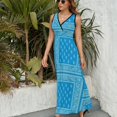 thumbnail image 6 of Light Blue Bandana Dress Fashion Boho Beach Long Dresses Female Party Printed Maxi Dress, 6 of 9