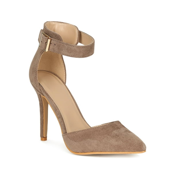 womens satin pointed toe shiny ankle strap stiletto heels