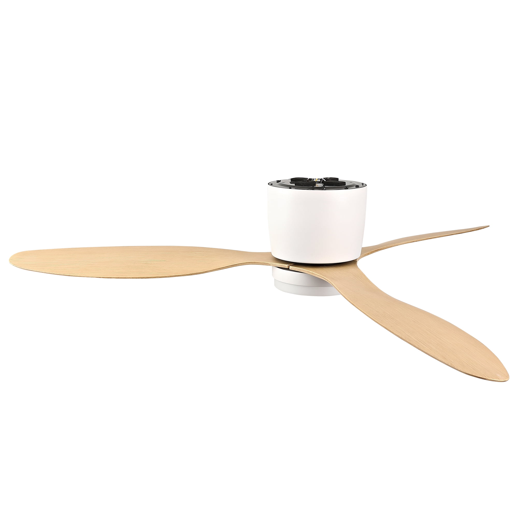 52" White Flush Mount Ceiling Fan with Lights & Remote, 6-Speed DC, Low Profile