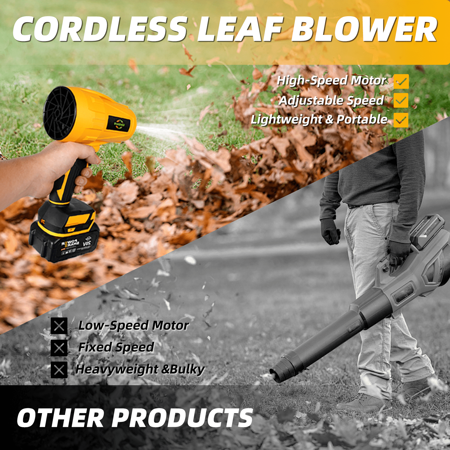 Wework Handheld Leaf Blower, 20V Portable Cordless Leaf Blower with 1 x 3.0Ah Battery, for Patio Cleaning, Lawn Care