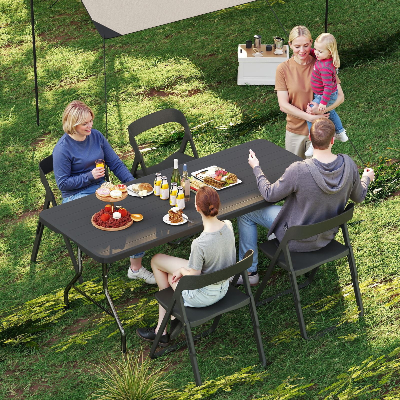 SUGIFT 6ft Folding Table 6 Foot Folding Table with Carry Handle