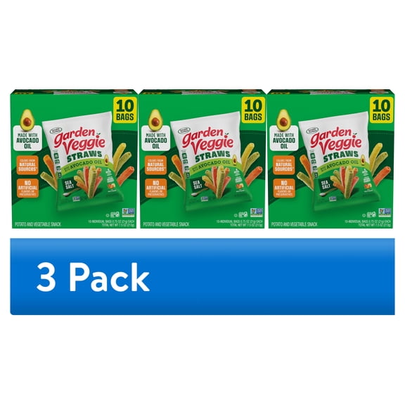 (3 pack) Sensible Portions Garden Veggie Straws with Avocado Oil, Sea Salt Flavor, 0.75 oz Snack Bag, 10 Count
