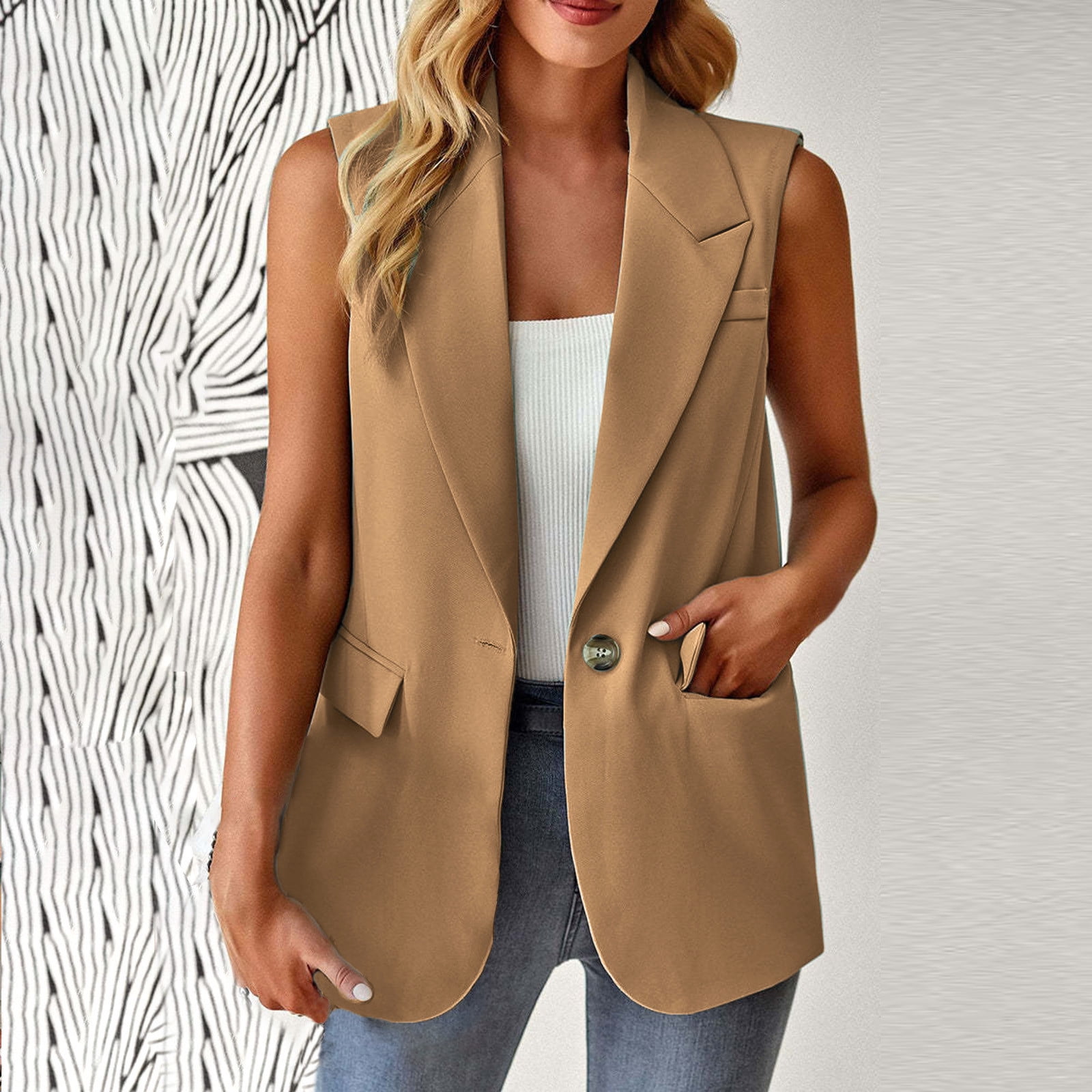 ZVAVZ Winter Savings Clearance!Sleeveless Blazer Jackets for Women