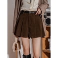 thumbnail image 4 of Womens Corduroy Pleated Casual Wide Leg Shorts for Women High Waist Comfortable Summer Bottoms Brown S, 4 of 9