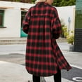 thumbnail image 5 of Ounisa Oversized Mid Long Plaid Flannel Shirts for Women Lapel Long Sleeve Check Blouse with Pockets, 5 of 6