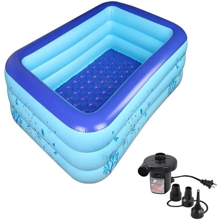 Three Ring Inflatable Paddling Pool, Swimming Pool with Pump, Blow Up ...