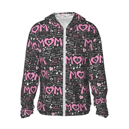 Sigee Lovely Mom Ever Print UPF50+ Men s Sun Protection Hoodie Shirt SPF UV Shirt Long Sleeve Fishing Outdoor Lightweight S-3XL