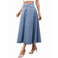thumbnail image 3 of Women'S High Wasited A Line Long Maxi Jean Skirt Below Knee Length Flared Midi Denim Skirts Light Blue S, 3 of 9