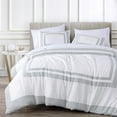 thumbnail image 2 of Chezmoi Collection Wyatt 7-Piece King Bed in a Bag Comforter Set with Sheets Hotel Style White/Silver Square Pattern Bedding Set, 2 of 9