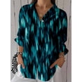 thumbnail image 3 of Nyfairy Plus Size Women's Floral Embossed Print Long Sleeve Button Down Casual Shirt, 3 of 3