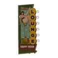 thumbnail image 5 of Light Up Happy Hour Vintage Cocktail Lounge Metal Sign Tin Pinup LED Home Bar Wall Art Man Cave Decor, 5 of 6