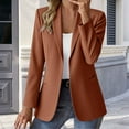 thumbnail image 2 of Sensestyle Womens Blazers Dressy Casual Ladies' Casual Long Slim Fit Shoulder Pad Solid Color Suit Jacket Blazers for Women Business Casual Brown XXL, 2 of 4