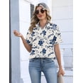 thumbnail image 5 of Zeagoo Ladies Blouses Summer Short Sleeve Collared Shirts Dressy Casual Button Down Work Clothes Floral Print Top, 5 of 6