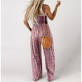 thumbnail image 4 of Azrian Women's Sleeveless Wide Leg Jumpsuit Onepieces Overall Dress Womens Fashion Loose Printing Sleeveless Pockets Wide Leg Long Pant Jumpsuit, 4 of 6