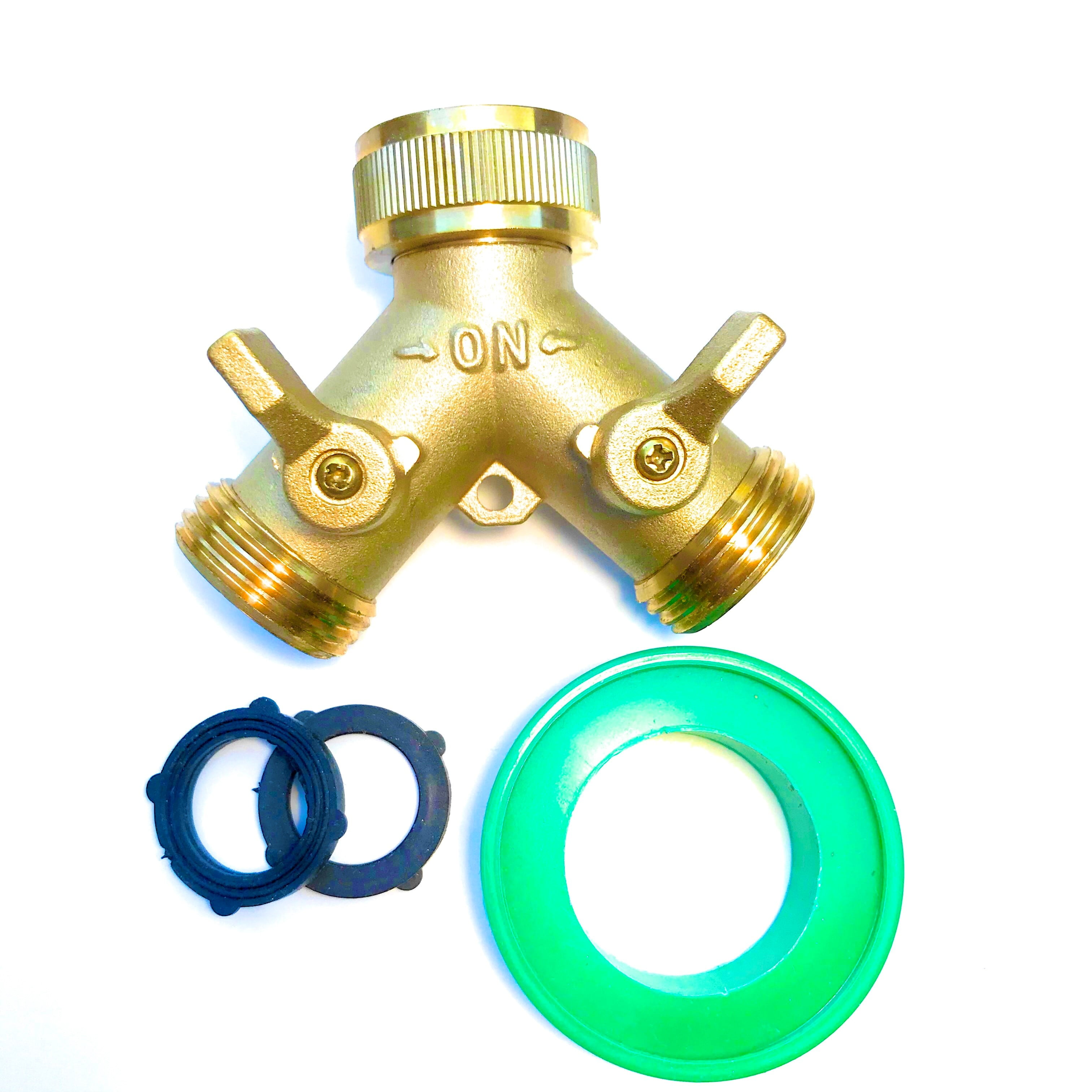 Deli2020 Brass Garden Hose Y Splitter (2 Way Shutoff), 3/4" Y