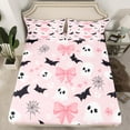 thumbnail image 2 of Manfei Cartoon Ghost Kids Full Size Sheets, Gothic Bat Pumpkin Print Bed Sheets, Cherry Blossoms Floral Sheet Sets, Microfiber Bedroom Decor, 4 Pieces, 2 of 7