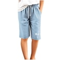 thumbnail image 4 of FAIWAD Shorts for Girls Summer Casual Breathable Linen Shorts Drawstring Elastic Waisted Knee Length Pants for Kids 3-13Y, 4 of 6