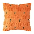 thumbnail image 2 of Fall Decorative Throw Pillow Covers 20 x 20 Inch, Thanksgiving Autumn Harvest Pumpkin Faux Fur Cushion Covers, 3D Embroidered Pillow Cases for Couch Bedroom Living Room Decor (Orange), 2 of 8