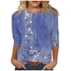 thumbnail image 1 of Camisas de manga 3/4 para mujer Camisetas gráficas con estampado lindo Blusas Casual Tallas grandes Tops básicos Jersey azul / L, 1 of 8