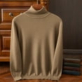 thumbnail image 2 of XUNKUSGA Fall Sweaters Slim Fit Long Sleeve Sweaters for Men Lightweight Turtleneck Pullover Sweater Soft Comfortable Solid Color Men Sweater S-2XL Brown, 2 of 6