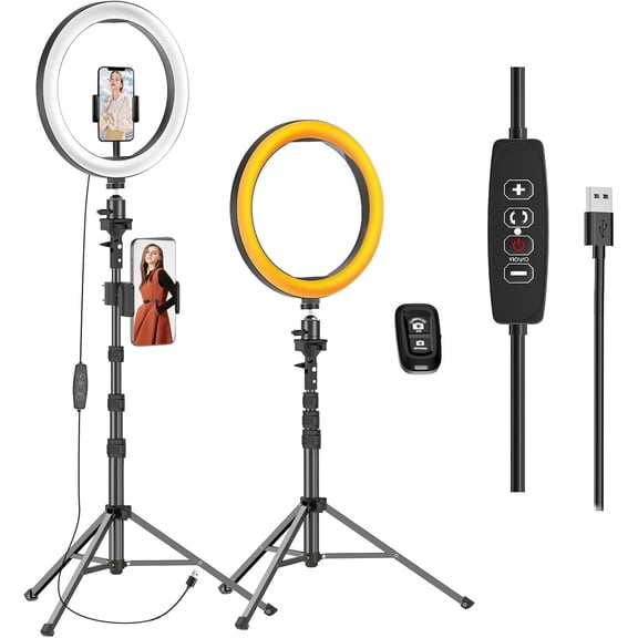EMART 12" Ring Light with 55" Extendable Tripod Stands and Phone Holder for Selfie Camera Photography, Make-up, YouTube, Vlog, Live Streaming