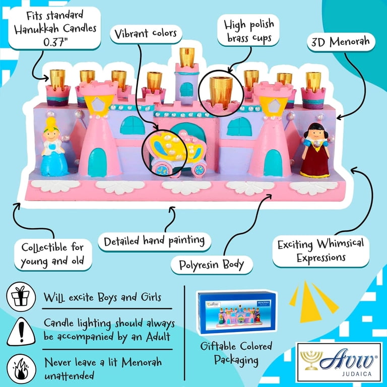 Aviv Judaica Princess Castle Hanukkah Menorah photo 3