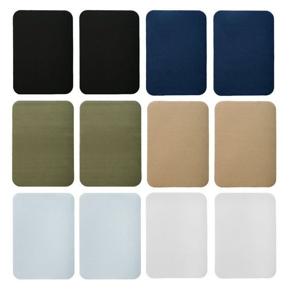 Johnson & Smith Iron On Patches - 12-Piece Iron On Patch for Clothing, Pants Repair - Adhesive Fabric Patches In Rectangle Shapes - Easy To Use, No Sewing Needed - Uniform Colors
