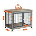 thumbnail image 5 of Syngar Dog Crate on Wheels, Wooden Dog Cage with Lockable Double Doors and Lift Top, Modern Home 2-in-1 Dog House End Table Furniture, Dog House for Small/Medium Sized Dogs, Gray, 38.58"L, 5 of 7