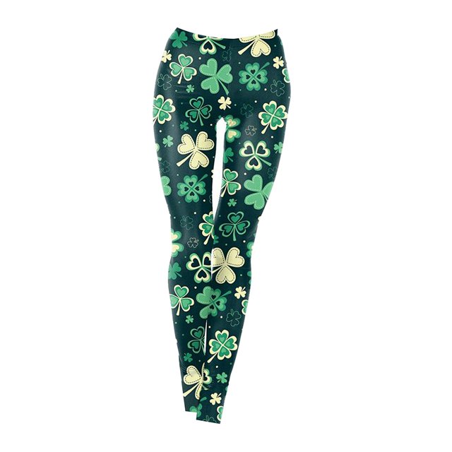 Leggings elásticos para mujer, pantalones de yoga de cintura media, trébol irlandés del día de San Patricio Trébol M Yuyangstore Leggings elásticos para mujer