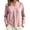 Pink, variant on Women's Fashion Blouse Top V Neck Front Pleated Curved Hem Long Sleeve Casual Shirt Loose Business Shirt