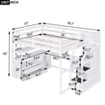 thumbnail image 6 of Newest Full Size Loft Bed with Desk , Shelves, Two Built-in Drawers, Storage Staircase, White, 6 of 9